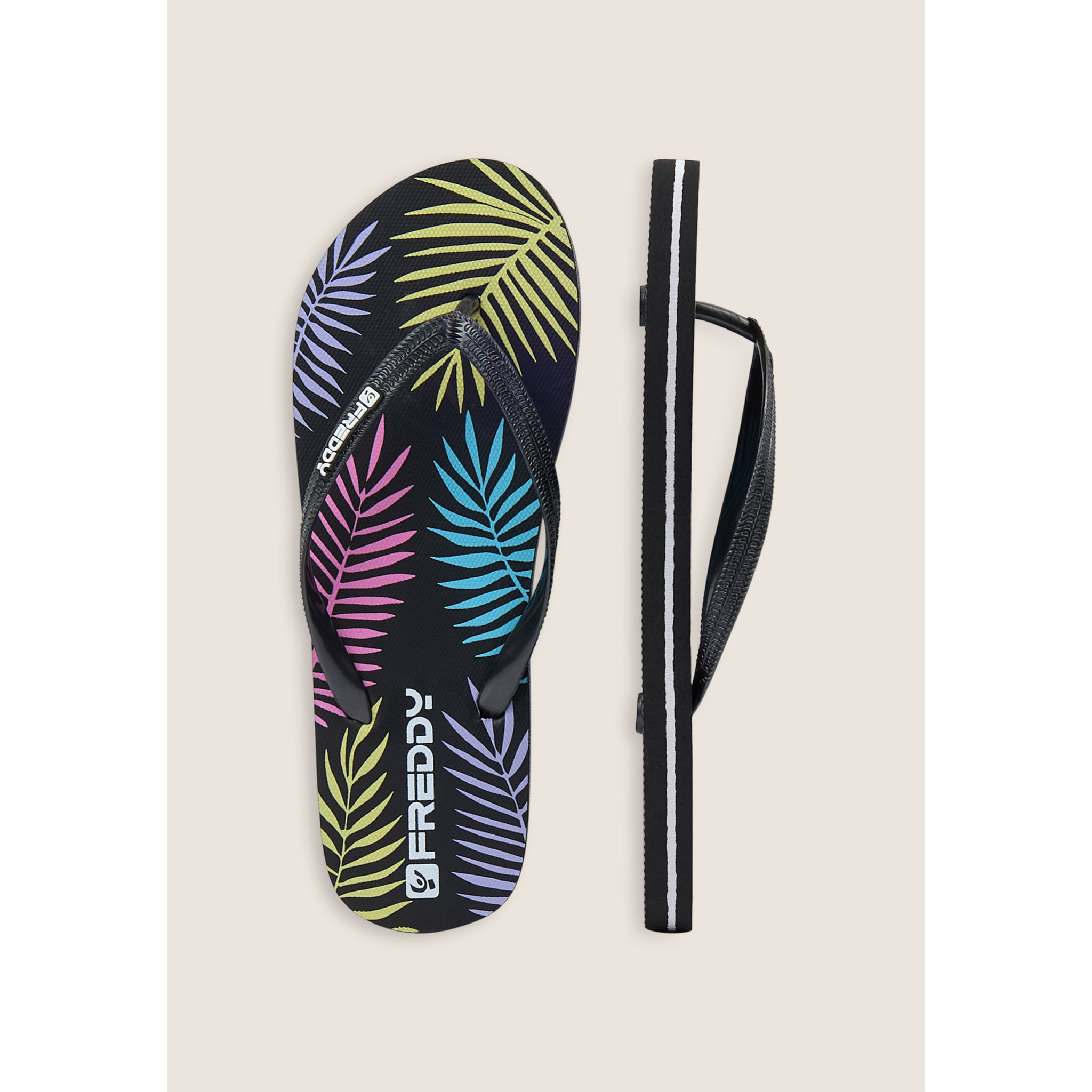 Infradito flip-flop donna con stampa tropicale e logo