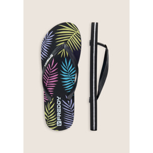 Infradito flip-flop donna con stampa tropicale e logo