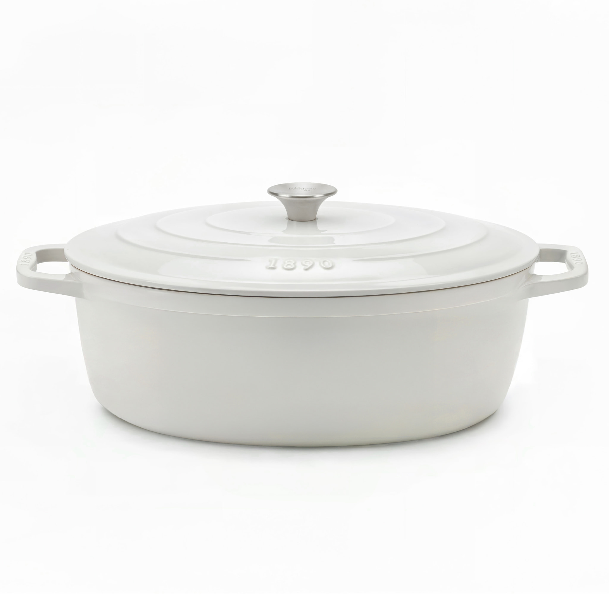 La Fonderie 1890 IENA36, Cacerola de hierro fundido, 36cm, capacidad 7,7L, beige, compatible con todos los fuegos, inducción, gas, parrilla, horno.