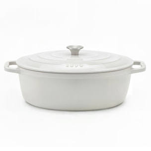 La Fonderie 1890 IENA36, Cacerola de hierro fundido, 36cm, capacidad 7,7L, beige, compatible con todos los fuegos, inducción, gas, parrilla, horno.