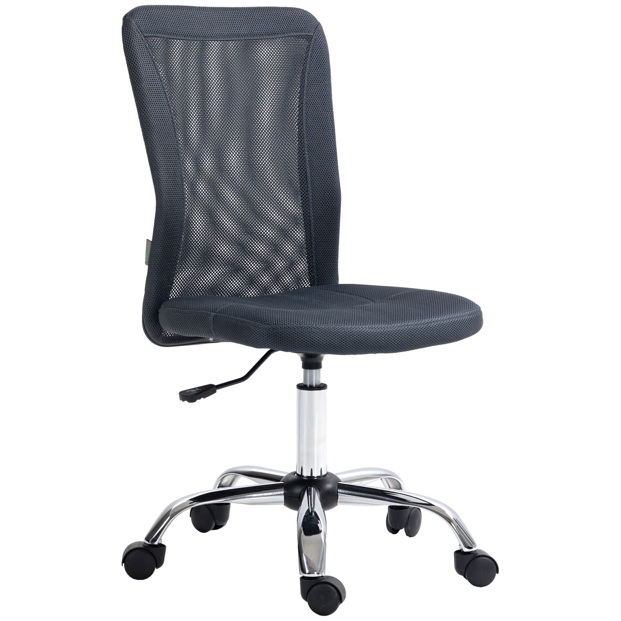 Chaise de bureau ergonomique hauteur réglable piètement chromé pivotant 360° revêtement gris foncé