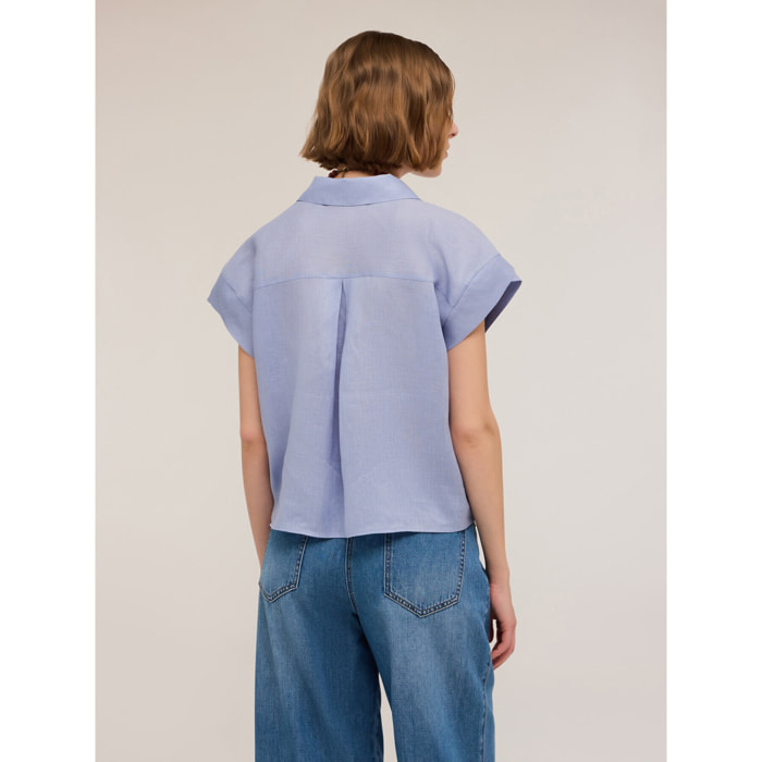 Motivi - Camisa de manga corta de lino - Light - blue