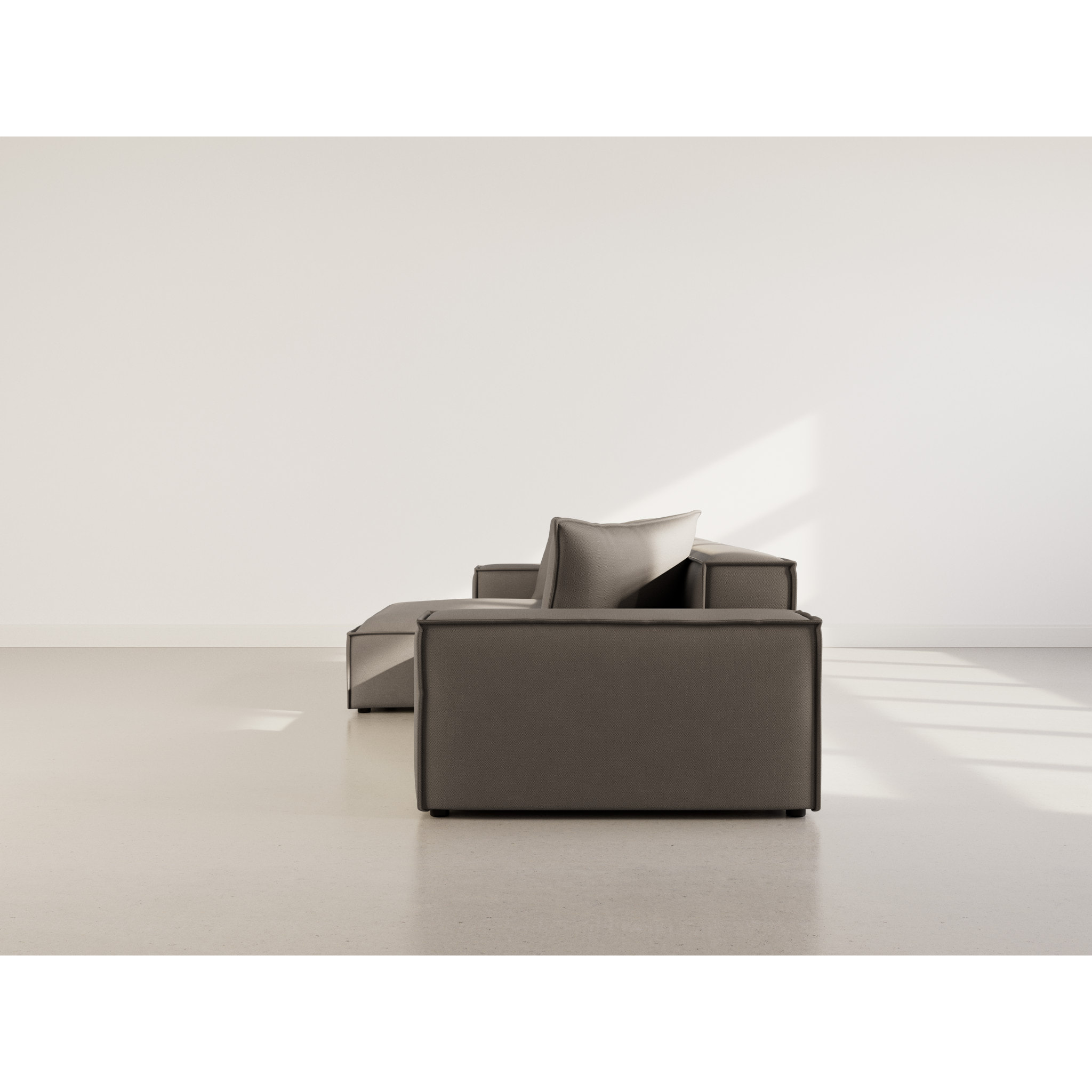 Atlas - Canapé d'angle réversible 4 places en velours texturé - Gris