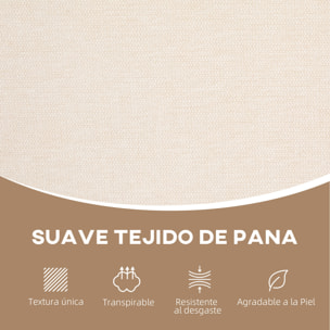 Sofá de 2 Plazas Tapizado en Chenilla Sofá de Salón con 2 Almohadas Lavables y Reposabrazos de Ratán Sintético Sofá Pequeño Carga 240 kg 123x75x88 cm Beige