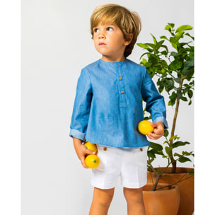 BERMUDA LINO ELÁSTICO BLANCA