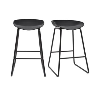 Tabourets de bar design noirs H65 cm (lot de 2) PEBBLE