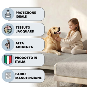 COPRIDIVANO PENISOLA DESTRA COMFORT, Antiscivolo, Cotone+Microfibra+Fibre Varie, Made in Italy - BEIGE
