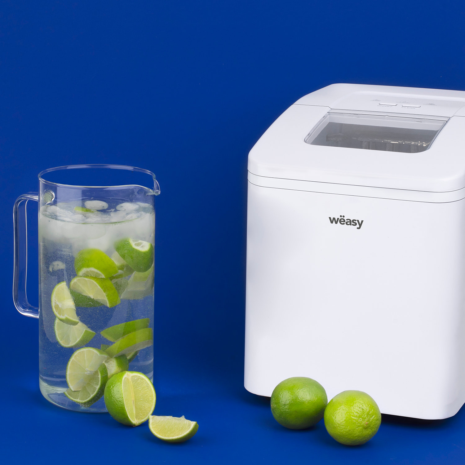 WEASY IGLOO8 - Máquina Para Hacer Hielo, Blanca, Control Electronico, Tapa Transparente, Ciclo Produccion 9min, 120W.