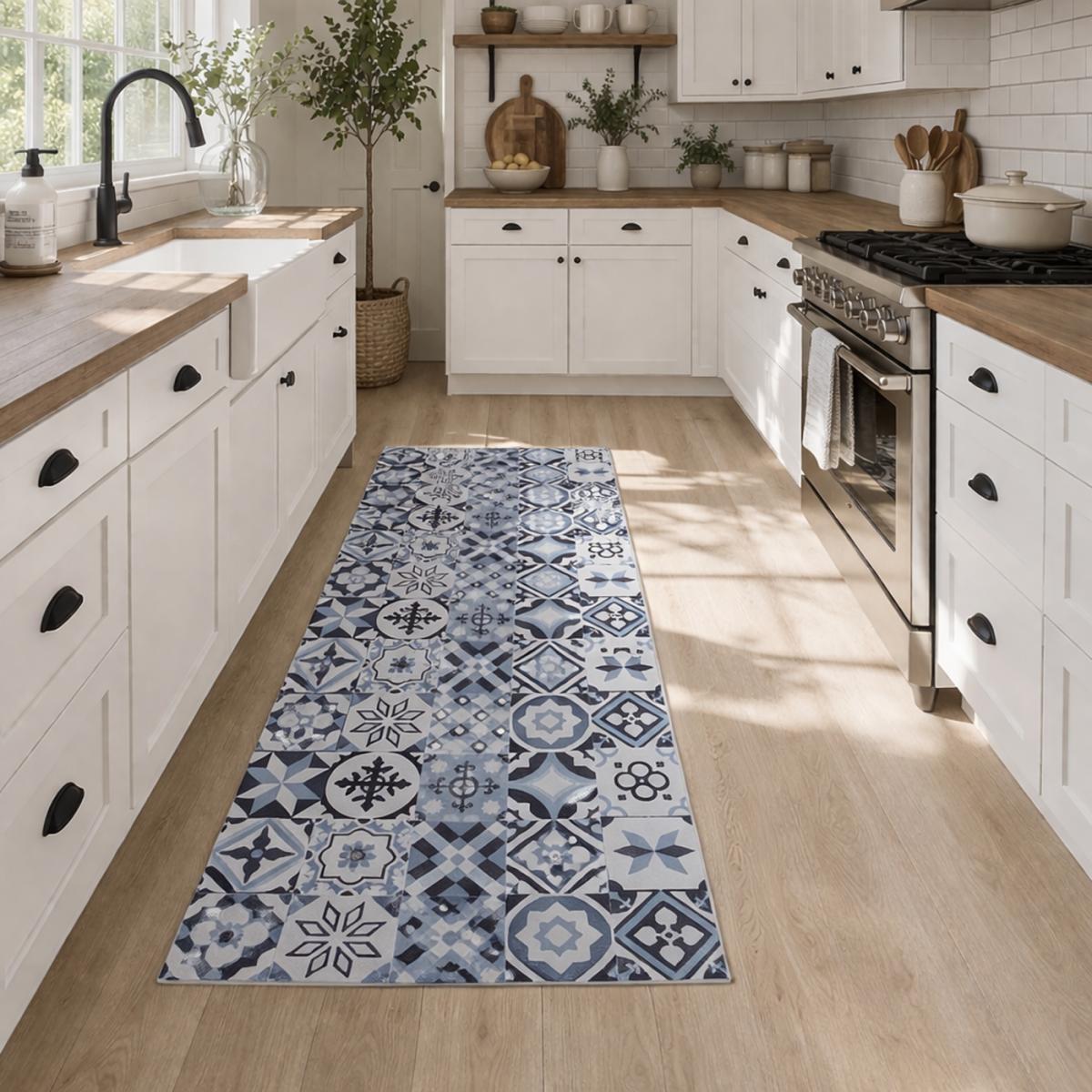 Tapis de cuisine en PVC motif floral LOKO