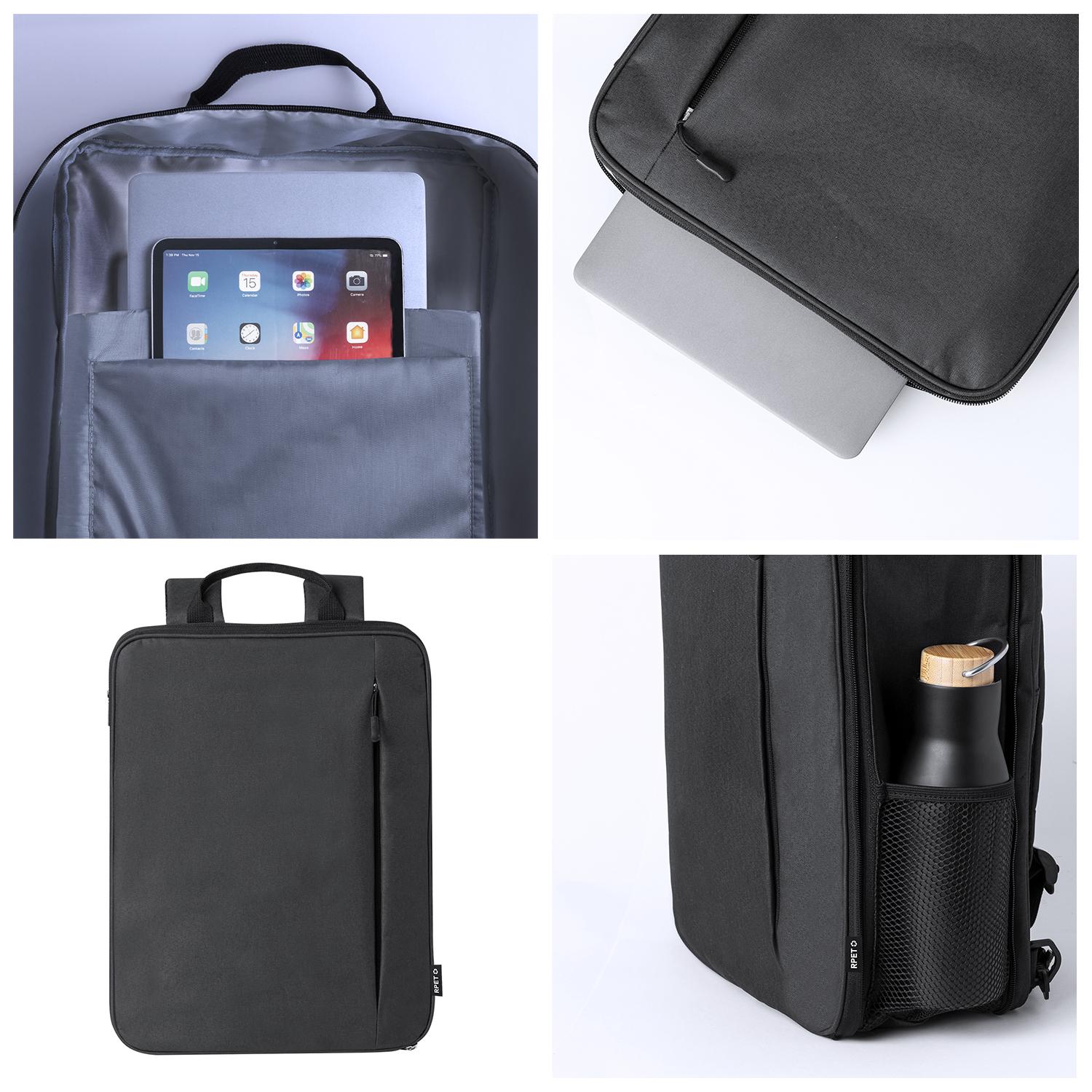 DAM Mochila extensible Weiter porta laptop, para tablet de 10 pulgadas y portátil de 15 pulgadas. Materiales reciclados. 31,5x16x42 Cm. Color: Negro