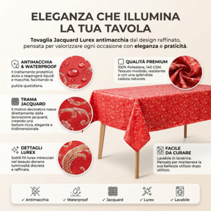 Tovaglia jacquard lurex in poliestere - ROSSO/ORO