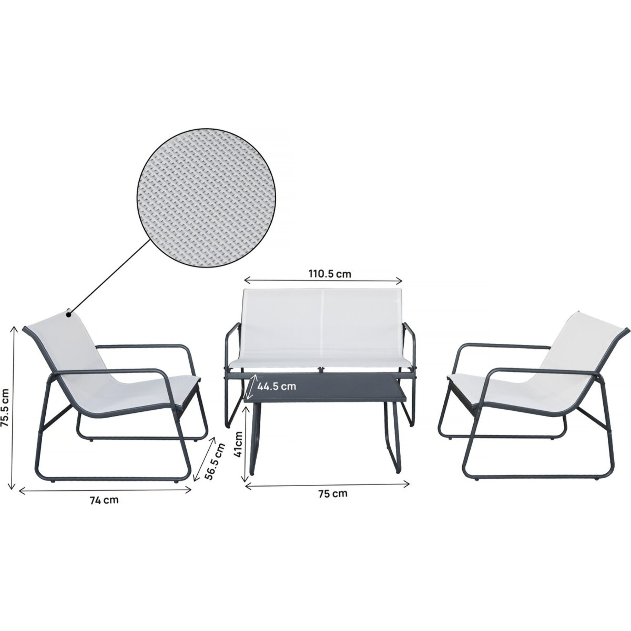 Salon de jardin en métal "Fortaleza" - 4 places - Beige