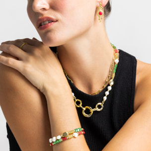 Pulsera con Perla Blanca acabado oro 18k