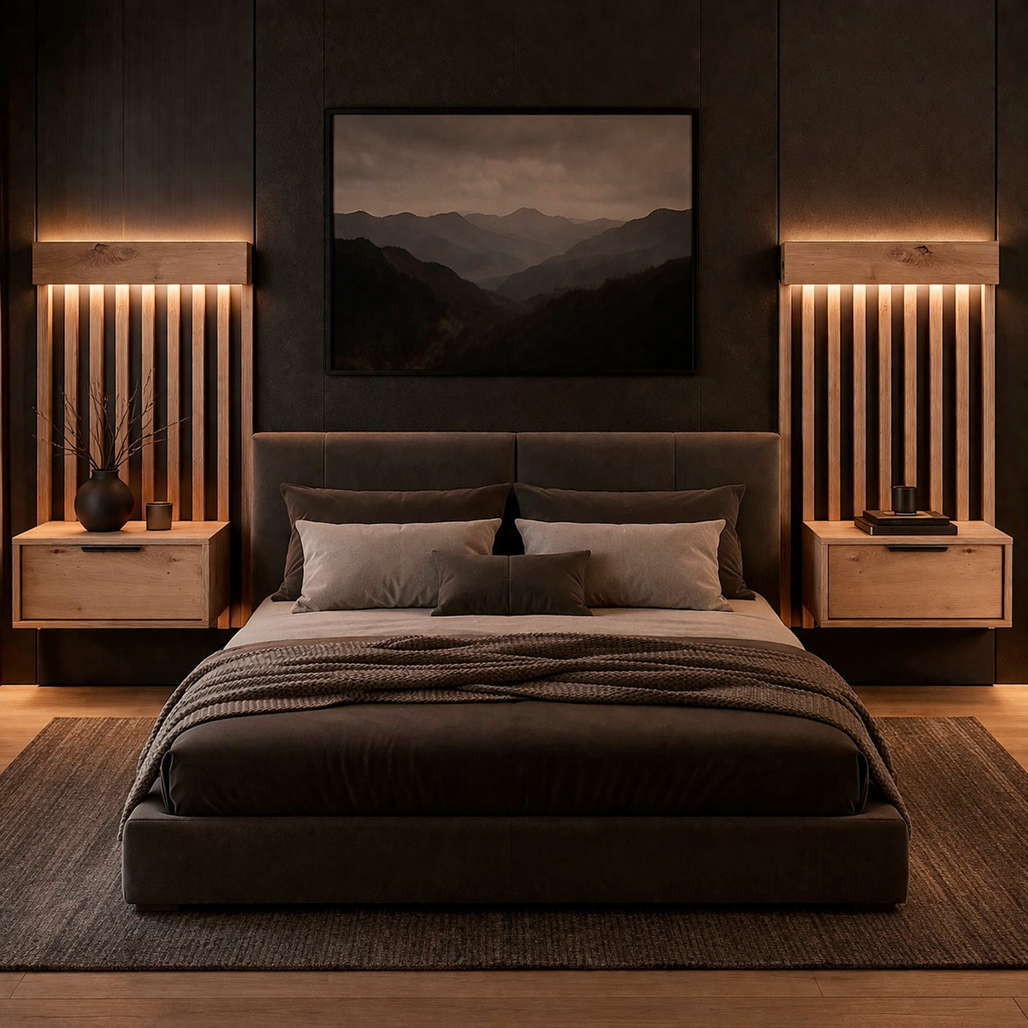 Set 2 Comodini Moderni Con Cassetto Comodino Camera Da Letto Design Salvaspazio In Laminato Resistente Florina 50 x 39,6 x 104 cm Rovere e Antracite