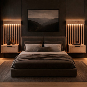 Set 2 Comodini Moderni Con Cassetto Comodino Camera Da Letto Design Salvaspazio In Laminato Resistente Florina 50 x 39,6 x 104 cm Rovere e Antracite