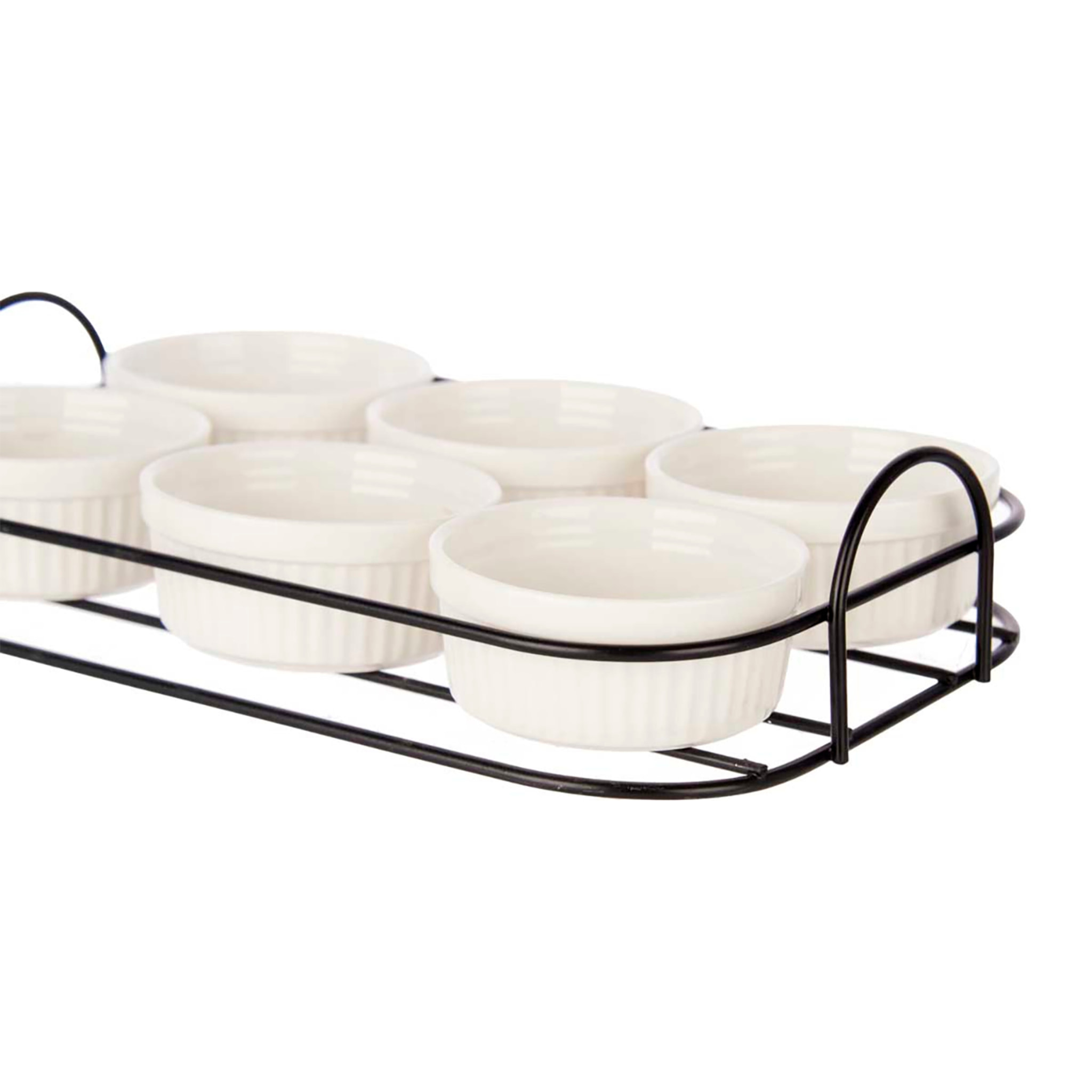 SET 6 PZS APERITIVO CON SUPPORTO IN PORCELLANA