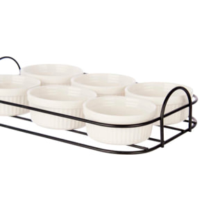 SET 6 PZS APERITIVO CON SUPPORTO IN PORCELLANA