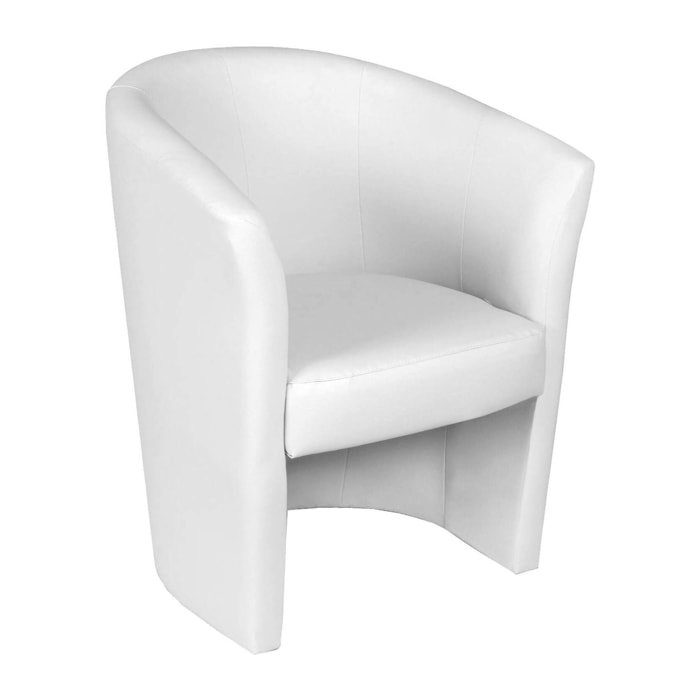Poltrona Ago, Poltrona da salotto, Seduta imbottita, Sedia con braccioli in ecopelle, 64x63h76 cm, Bianco