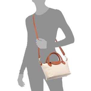 Aurano bolso bandolera tipo Tote mujer. Piel auténtica Dollaro bitono.