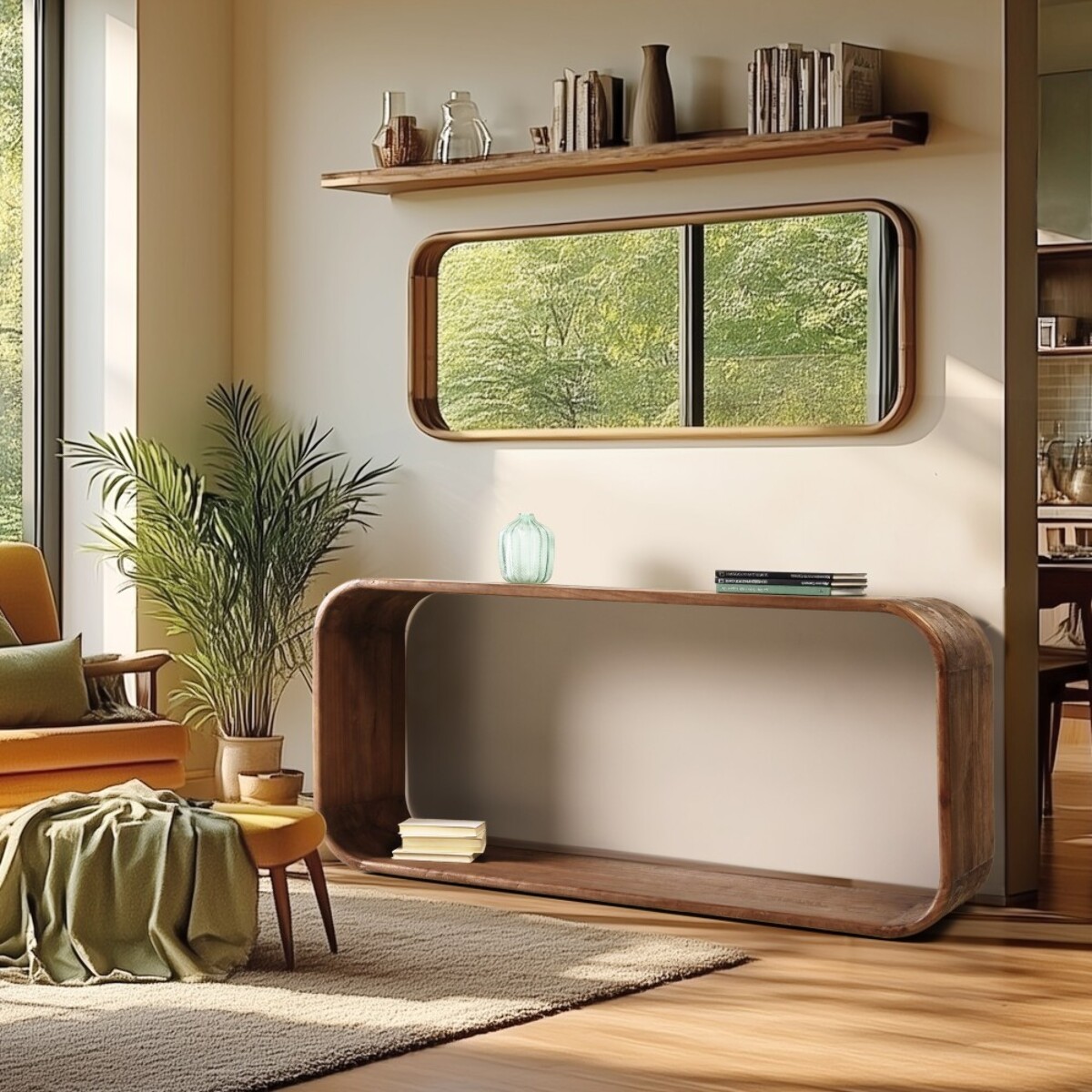 ROMY - Console design arrondi en bois de mindi