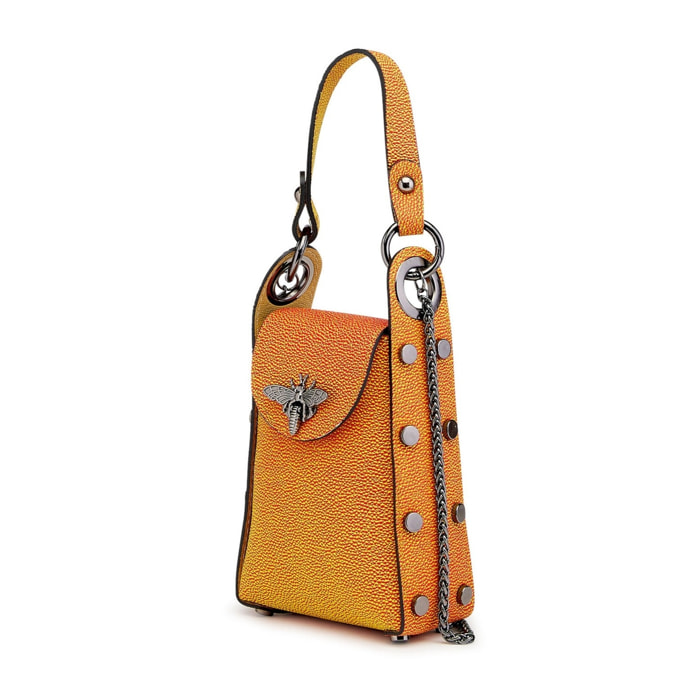 Borse Donna colore Arancio-in pelle Made in Italy 14x20x7cm