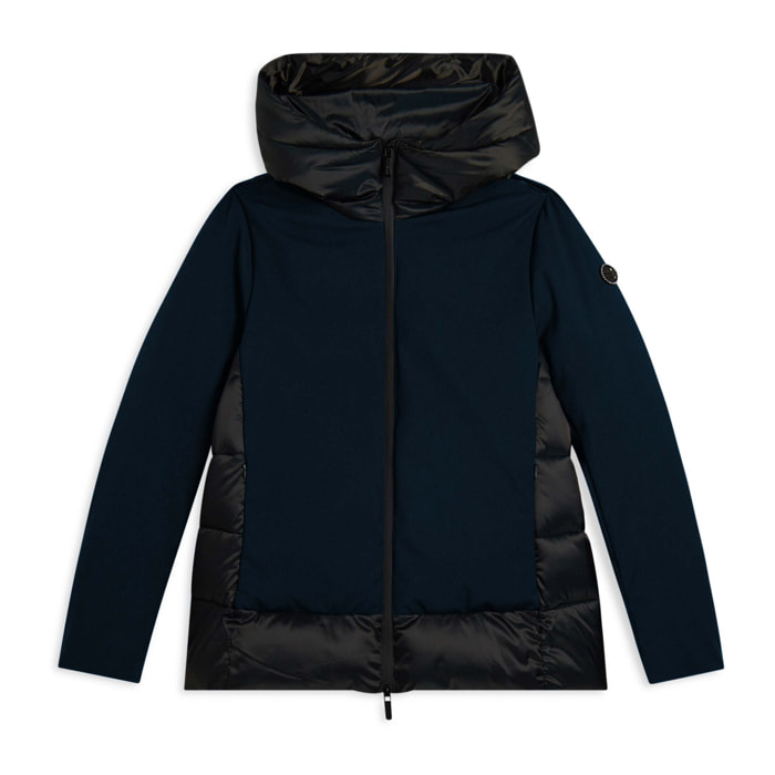 Piumino donna lunghezza media con inserti lucidi e opachi