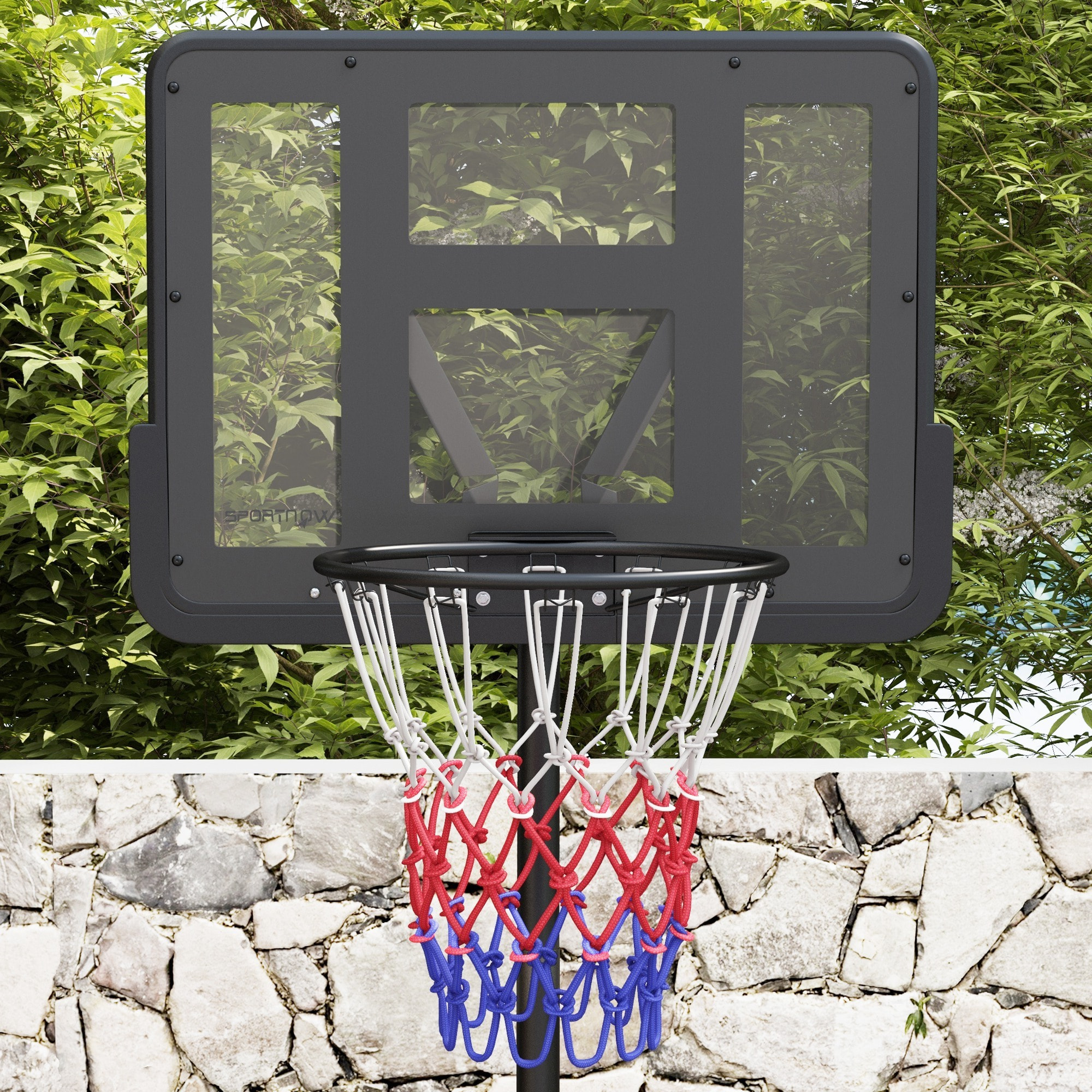 Canasta de Baloncesto con Altura Ajustable 216-277 cm Aro de Baloncesto para Exterior con Ruedas y Base Rellenable para Adolescentes y Adultos Negro