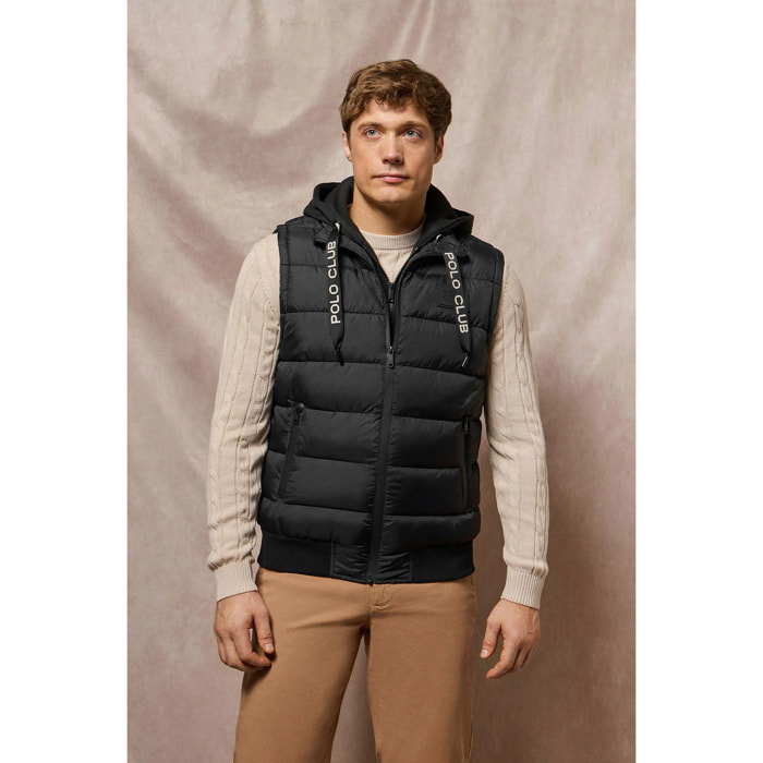 Gilet trapuntato nero Canyon con articolari Polo Club