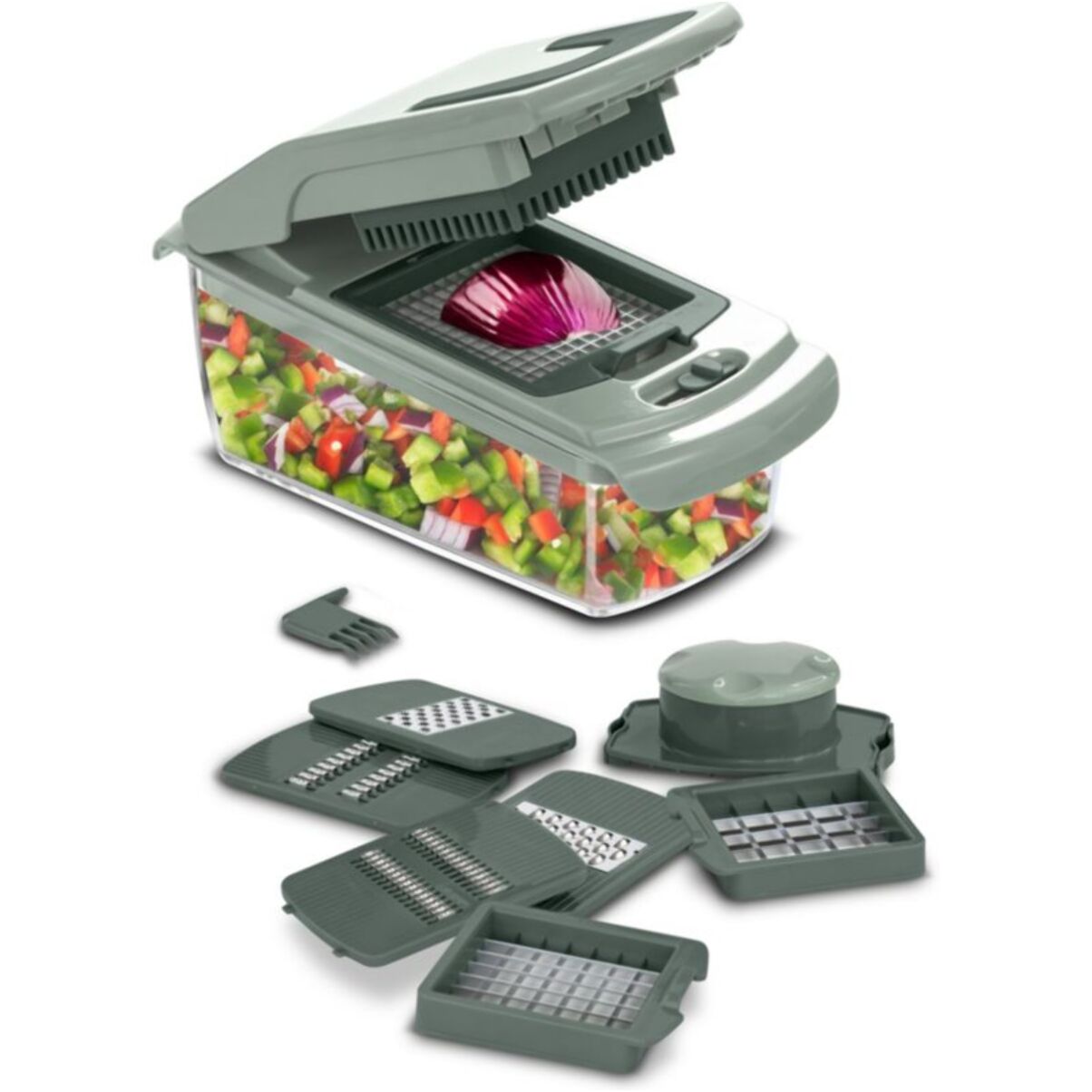 Mandoline ESSENTIELB multifonction avec recipient vert sauge
