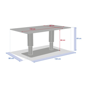 Table de jardin relevable rectangulaire "Salimia" graphite & honey 150 x 80 x 69cm en aluminium