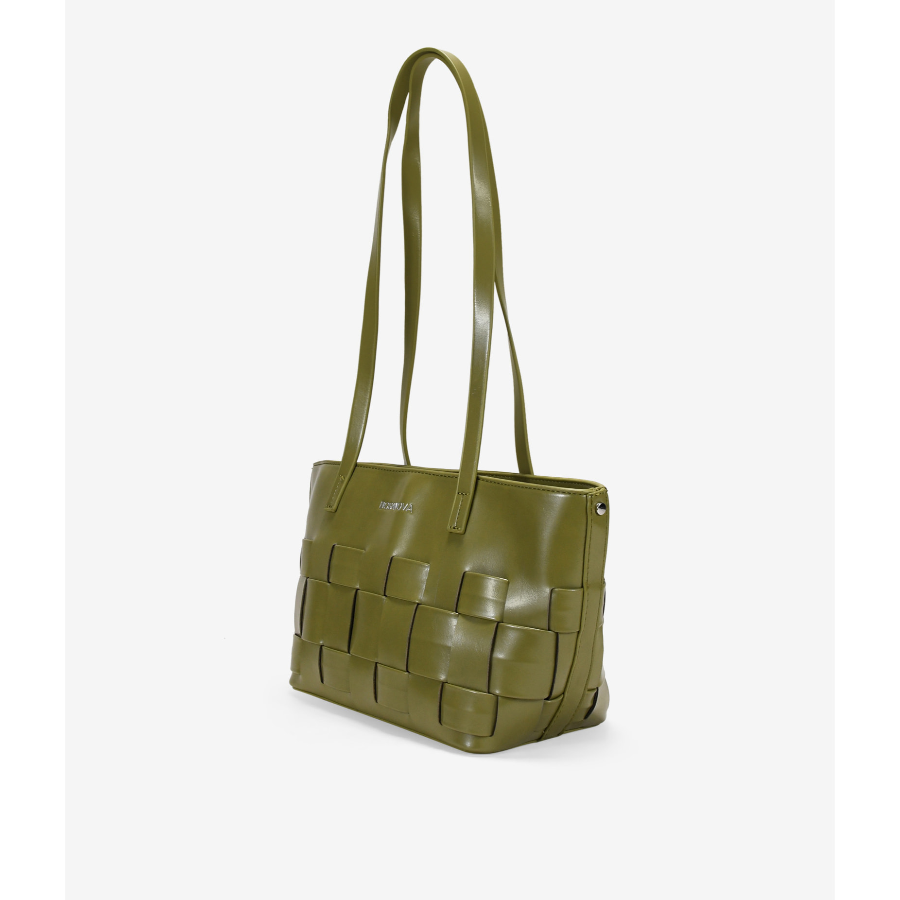 Bolso de hombro verde con trenzado