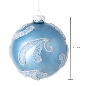 Sfera con Foglie - Pezzi 4 - Colore Blu - 10x10Hx10cm - Bianchi Dino