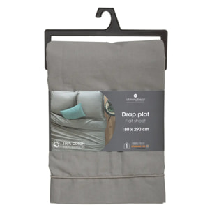 Drap plat "Carina" en coton 180x290cm gris souris