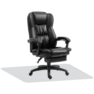 Conjunto de Oficina Incluye 1 Silla de Masaje Reclinable con 6 Puntos de Masaje 68,5x68,5x113-121 cm y 1 Alfombra Protectora de Suelo 90x120 cm Negro y Transparente