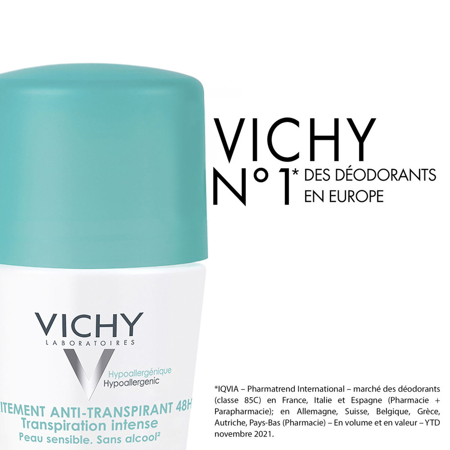 Déodorant 48h - Roll-On Anti-Transpirant - Transpiration Intense 50 ml