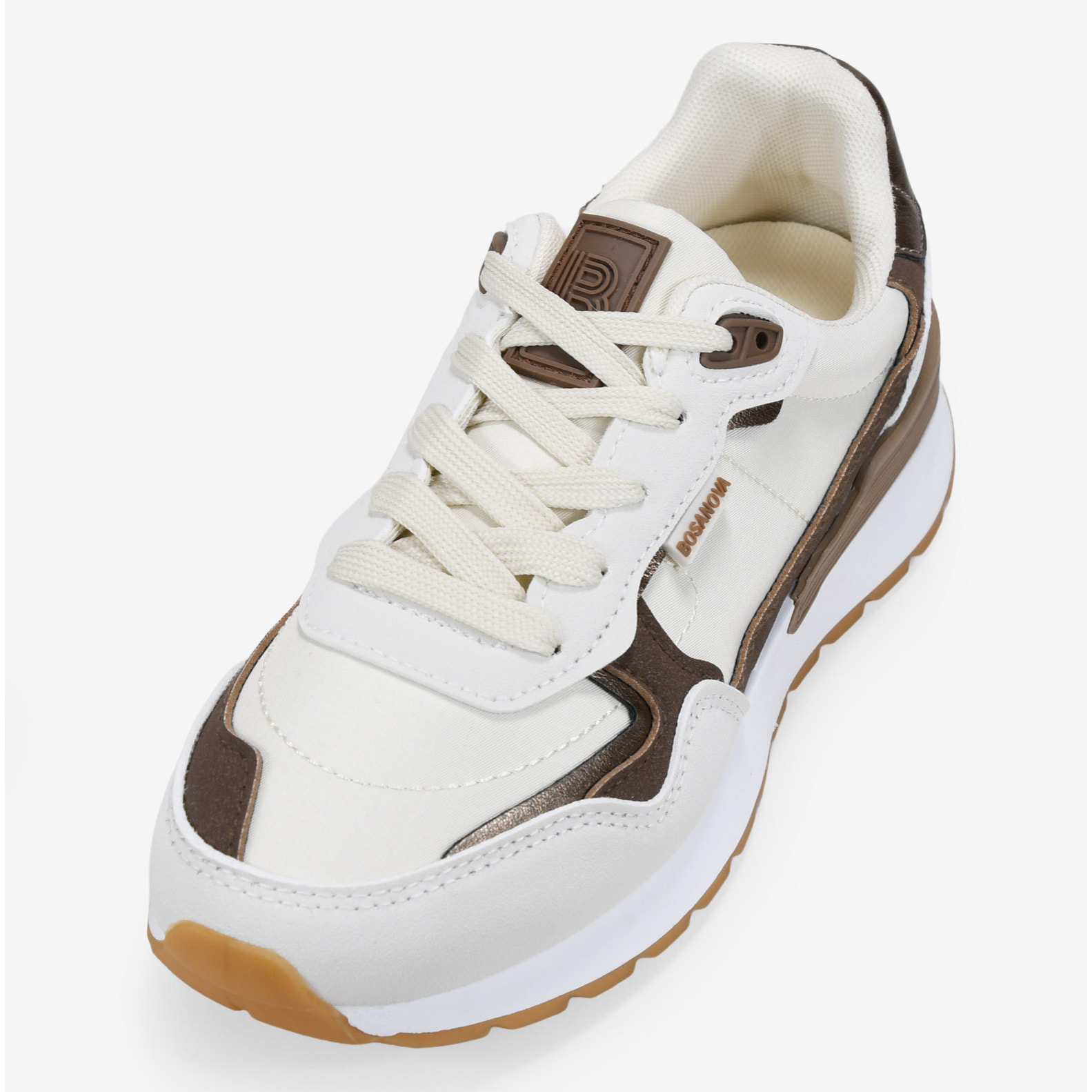 Zapatillas deportivas beige con cordones