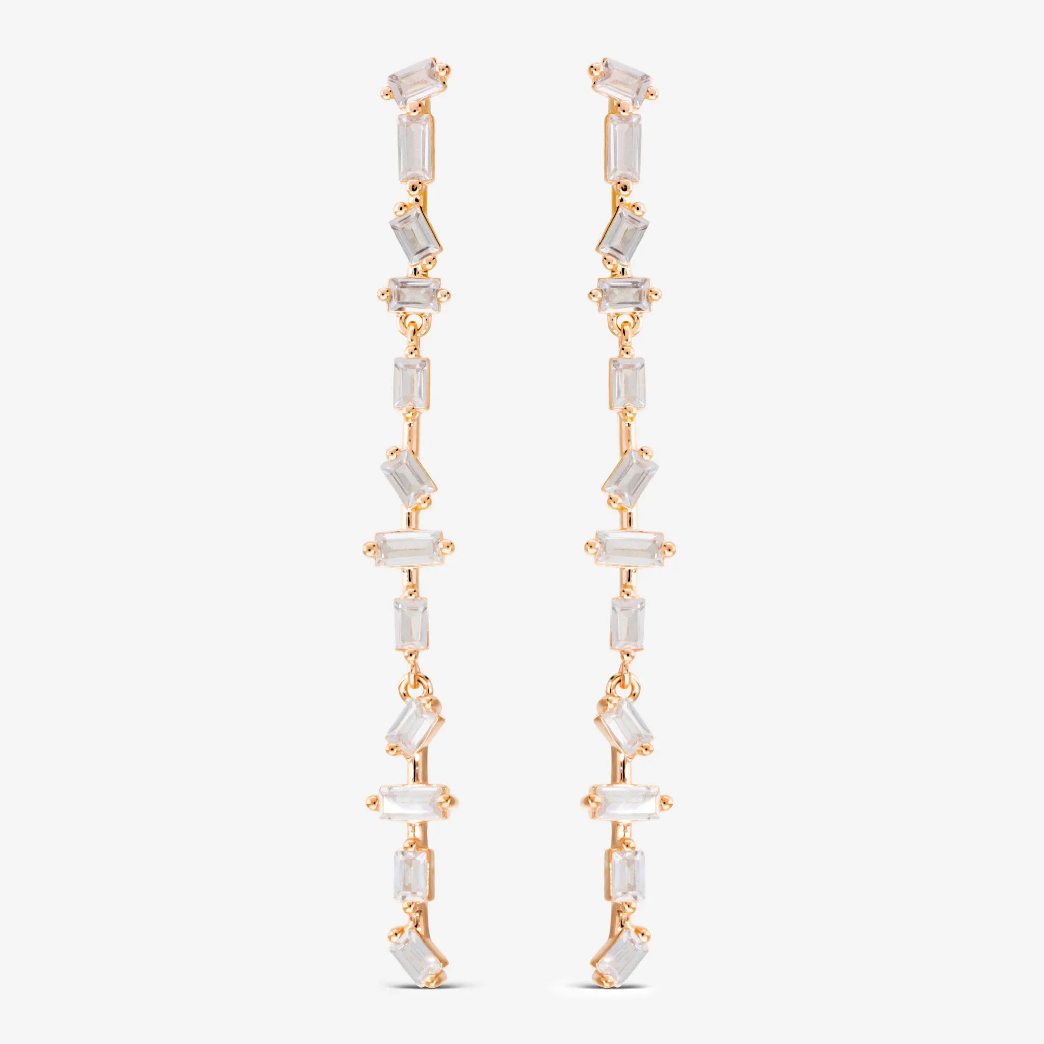 Orecchini Pendenti con Cubic Zirconia Verdi a Baguette