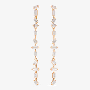 Orecchini Pendenti con Cubic Zirconia Verdi a Baguette