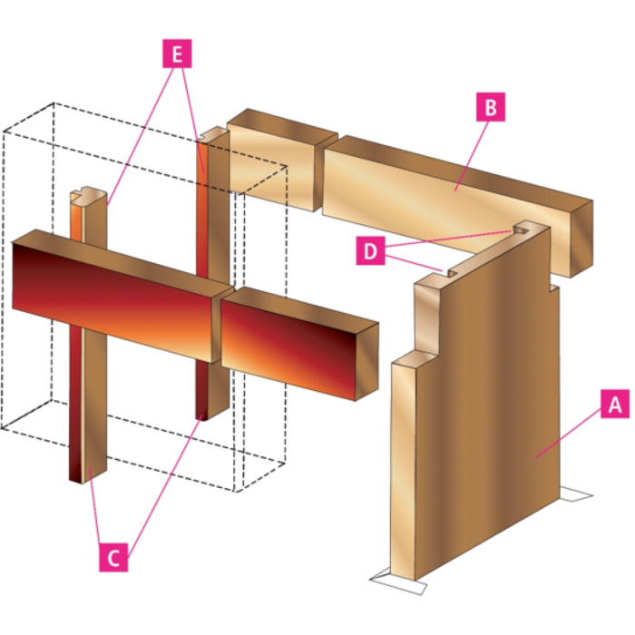 Kit huisserie pour vantail double MDF FIBROTUBI - Double porte jusqu'à 2400 mm de large - 61462402