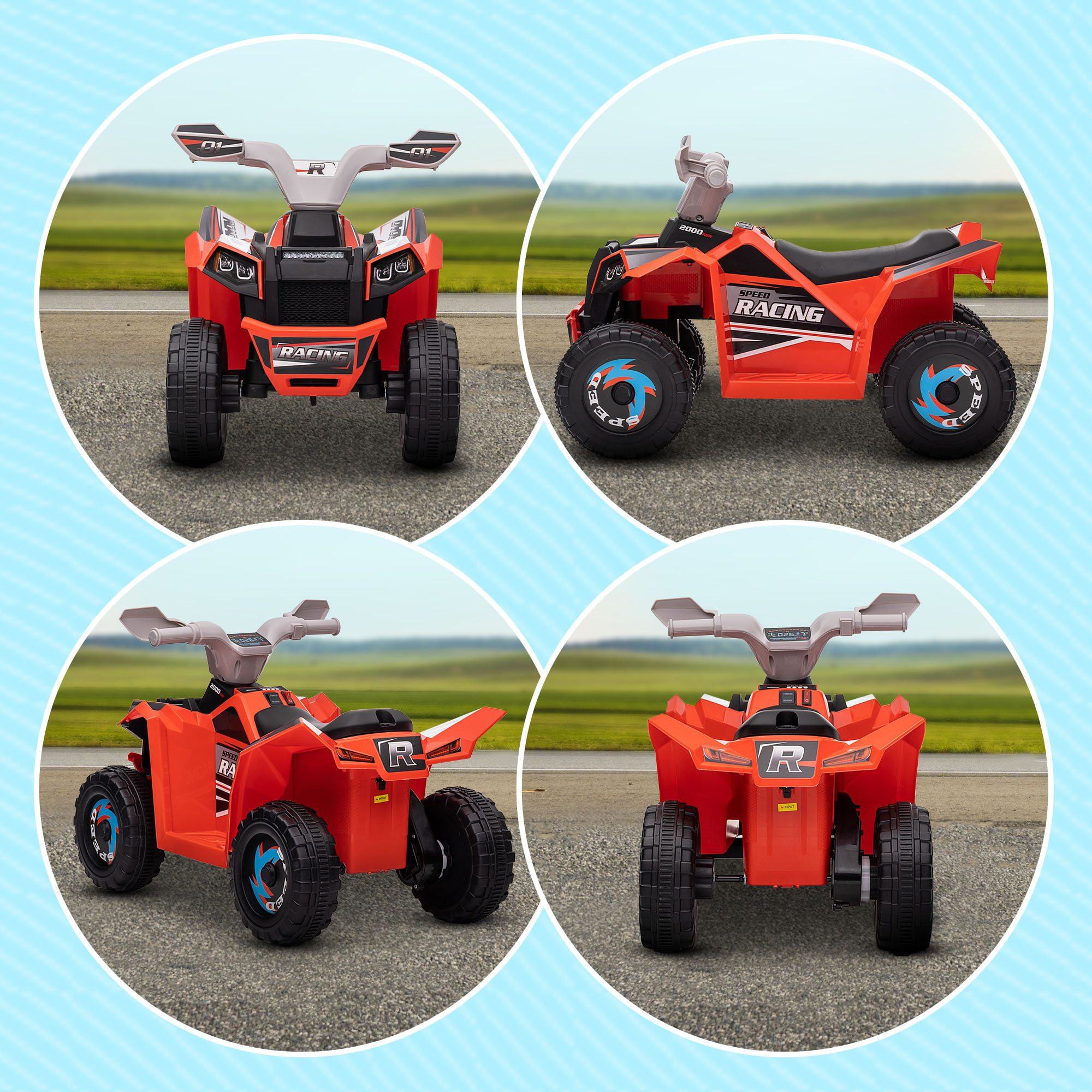 Quad électrique enfant V. max.  2,5 Km/h 6 V rouge