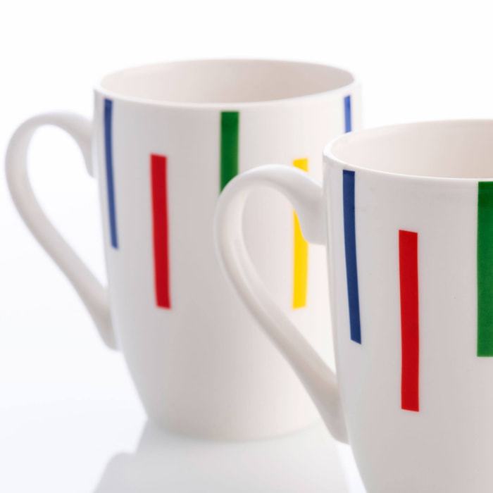 1pc taza 11cm en porcelana con diseño de rayas de colores