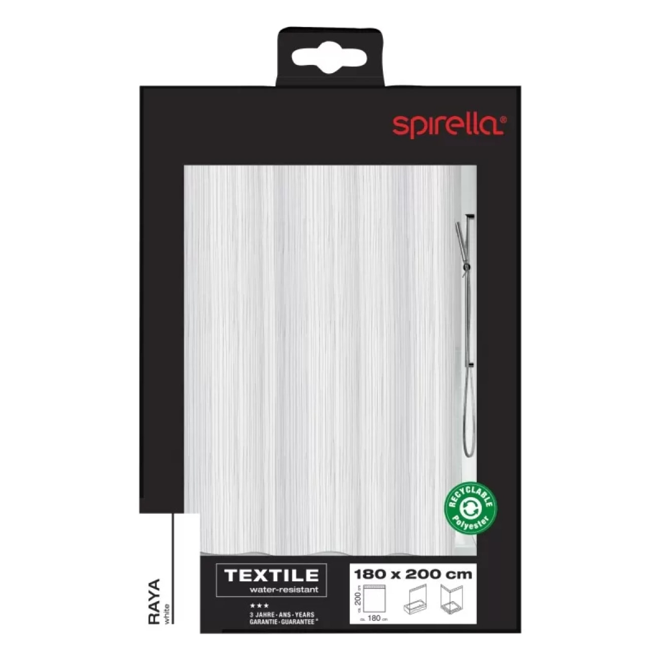 Rideau de douche Polyester RAYA 180x200cm Blanc Spirella
