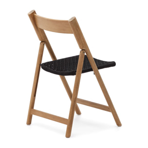 Silla plegable Dandara madera maciza acacia y estructura acero con cuerda negro FSC 100%