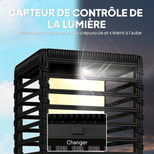 Lanterne solaire capteur de lumière résine tressée noir