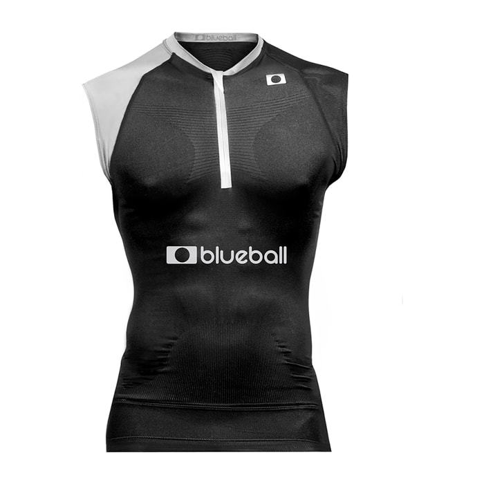 MAGLIA DA CORSA A COMPRESSIONE SENZA MANICHE DA UOMO BLUEBALL IN NERO E GRIGIO