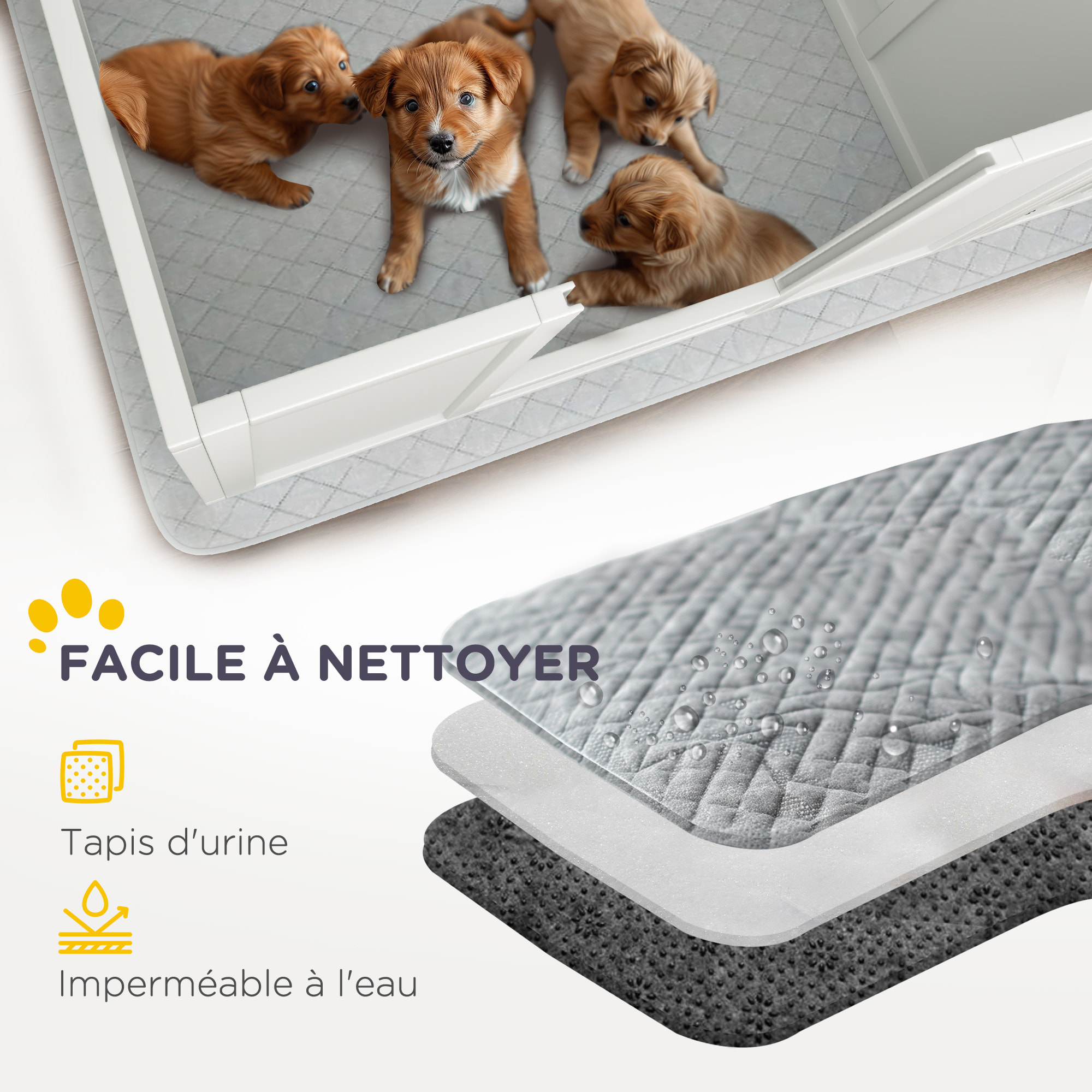 Parc de mise bas pour chien - caisse de mise bas pour chien - hauteur porte réglable - 166 x 80 x 50 cm, blanc