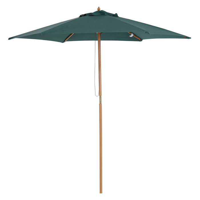 Sombrilla Parasol para Patio Mástil de Madera Î¦2,5m Verde