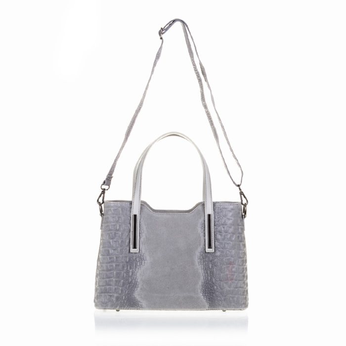 Fiesole Bolso tote Mujer.Piel auténtica Gamuza Grabado Cocodrilo