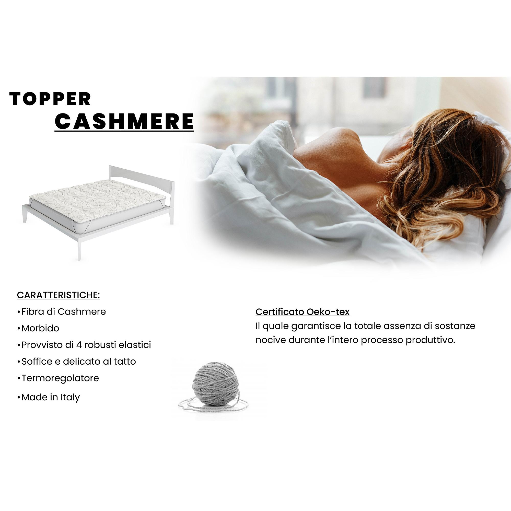 TOPPER TRAPUNTATO CASHMERE MADE IN ITALY CON ELASTICI- SINGOLO