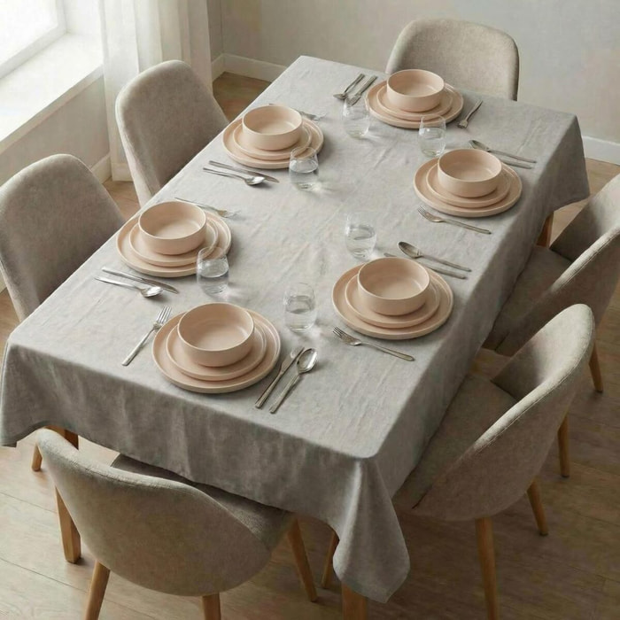 Set 18 Piatti in Ceramica, lavabile in lavastoviglie e adatto a microonde, Intrecci